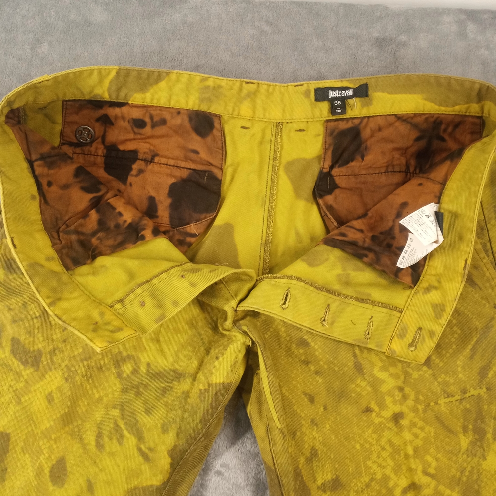 Just Cavalli men's jeans, Size 36, Yellow Lemon brown spash Distressed print - Picture 6 of 16